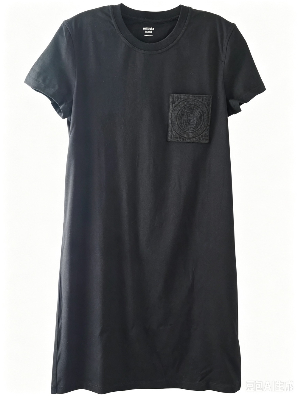 Hermes Black Mini T-Shirt Dress with Chest Patch